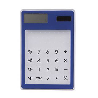 Transparent Solar Powered Calculator(Blue)