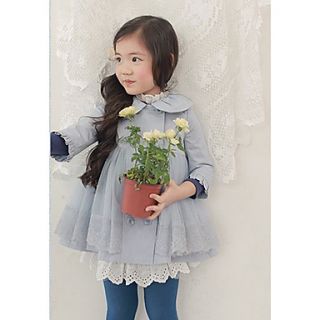 Girls Round Neck Vivi Collar Lace Double Breasted Coat