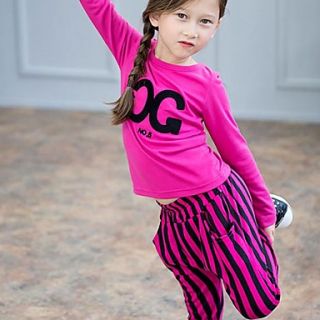 Girls Letter Pattern Stripes Two Piece Clothing Set