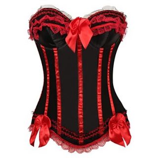 New Arrival Lace Bars Lady Corset Sexy Black And Red Satin Corset