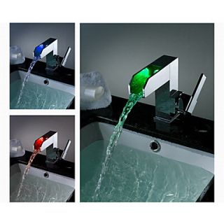 Color Changing LED Waterfall Bathroom Sink Faucet   Blade Series