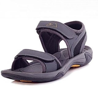 Mens Matte Leather Outdoor Sandals with Rubber Outsole Shoes White and Gray
