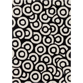Mandara Hand tufted Geometric Black/ White Wool Rug (5 X 7)