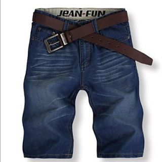 Mens Summer Casual Straight Denim Shorts(Belt Not Included)