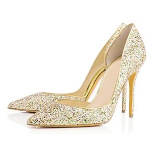 Paillette Womens Wedding Stiletto Heel Pointed Toe Pumps/Heels Shoes