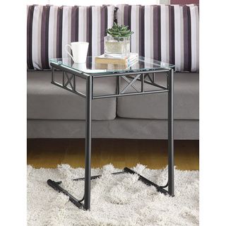 Black Tempered Glass Top Snack Table