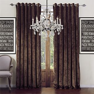 (One Pair) Modern Minimalist Dark Brown Solid Polyester Energy Saving Curtain