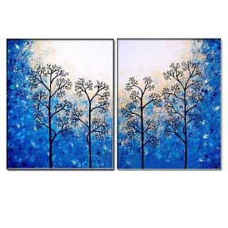 Hand Painted Oil Painting Landscape with Stretched Frame Set of 2