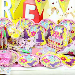 Happy Girl Birthday Party Supplies   Set of 84 Pieces