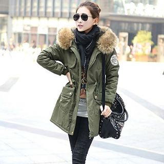 Womens Fur Collar Thick Long Coat