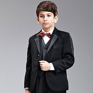 Seven Pieces Black Ring Bearer Suit Tuxedo With Two Bow Ties