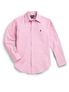 Ralph Lauren Boys Lowell Check Poplin Shirt   Pink