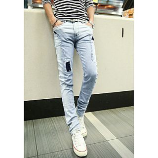Mens Korean Stylish Ripped Slim Jeans