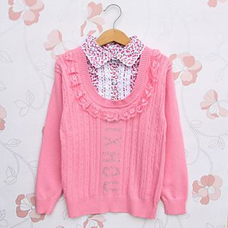 Girls Cotton Leisure Two Piece Like Long Sleeve Sweaters