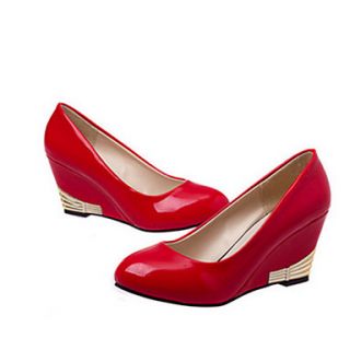 Hushan Womens Faux PU Leather Stiletto Shoes(Red)