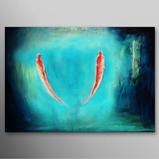 Hand Painted Oil Painting Abstract Fish with Stretched Frame Ready to Hang