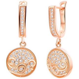 Fashionable Gold Or Silver Plated With Cubic Zirconia Round Womens Earrings(More Colors)