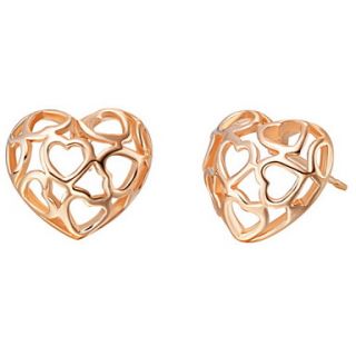Simple Gold Or Silver Plated Heart Hollow Out Womens Earrings(More Colors)