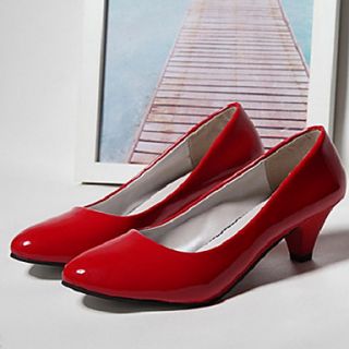 Hushan Womens Stylish Soild Color Mid Heel Shoes(Red)