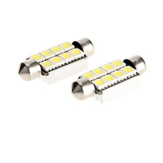 White 12V 41mm 8SMD 5050 LED Light Bulbs LED License Plate Light LED Festoon Light Bulbs for Motorcycle 2PCs