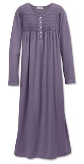 Smocked Soft knit Nightgown, Dusty Purple, Small