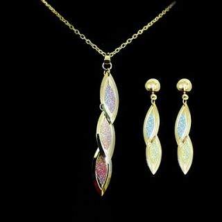 Beautiful Alloy Gold Leaves Drop Womens Jewelry Set (Including Necklace,Earrings)