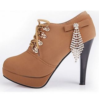 Hushan Womens Stylish Pendant Decorate Stiletto Shoes(Brown)