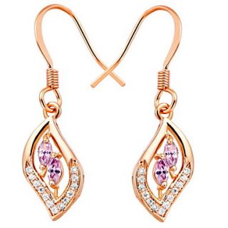 Elegant Gold Or Silver Plated With Purple Cubic Zirconia Leaf shape Womens Earrings(More Colors)