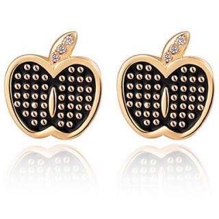 Classic Gold Or Silver Plated With Cubic Zirconia Apple shaped Womens Earrings(More Colors)