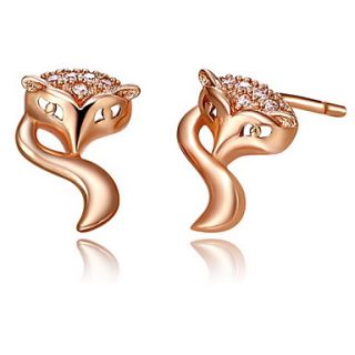 Stylish Gold Or Silver Plated With Cubic Zirconia Sexy Fox Womens Earrings(More Colors)