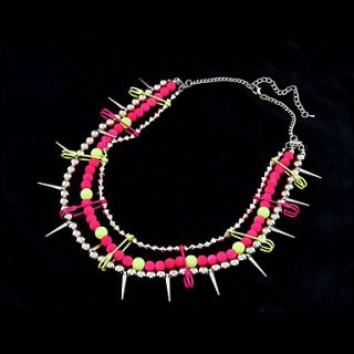 Womens Rivet Colorful Beads Necklace