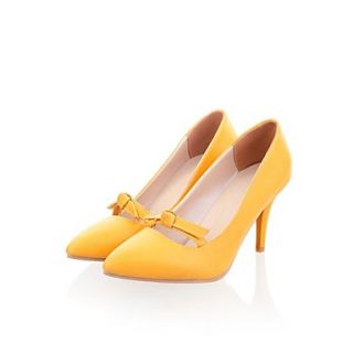 Faux Soft Leather Womens Fashion High Heel Candy Pumps with Bowknot Accent More Colors