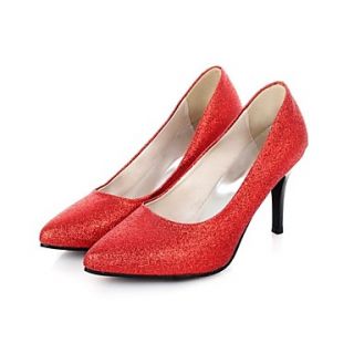 Faux Leather Womens Fashion Stiletto Pumps with Shining Glitter More Colors
