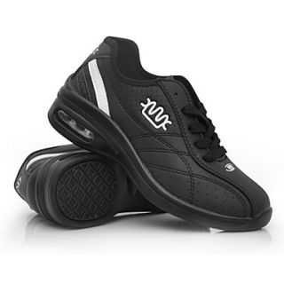 Womens Black Microfiber PU Leather Air Cushion Running/Tennis Shoes