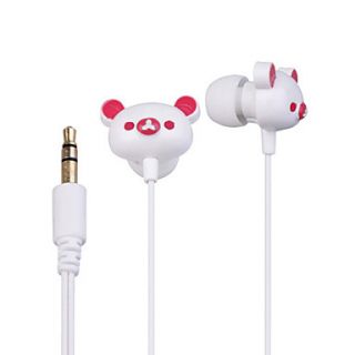 Cute Bear Stereo Earphones (White)