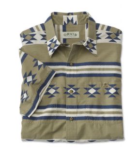 Native American Pattern Shirts, Navy/Khaki, Small