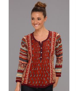 Lucky Brand Annabeth Mixed Print Top Womens Clothing (Red)