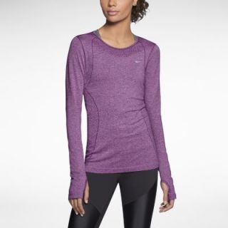 Nike Dri FIT Knit Long Sleeve Womens Running Shirt   Bright Grape