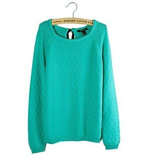 Womens Round Collar Solid Color Long Sleeve Sweater