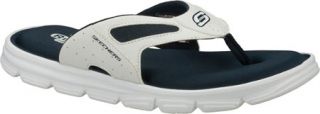 Mens Skechers Relaxed Fit Uprush   White/Navy Thong Sandals