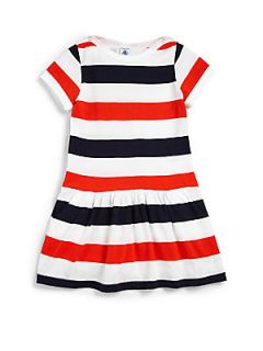Petit Bateau Little Girls Striped Dress   White Navy Red