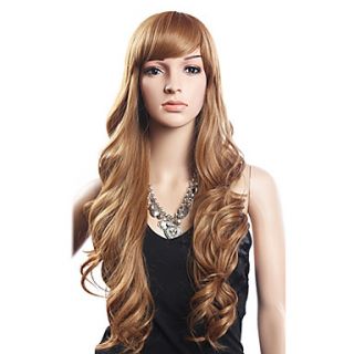 20% Human Hair 80% Synthetic Heat resistant Fiber Hair Long Wavy Wig