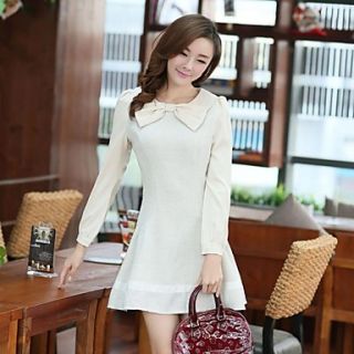 Stitching Chiffon Dress Bowknot Receives Long Sleeve Cloth of Cultivate Ones Morality Dress