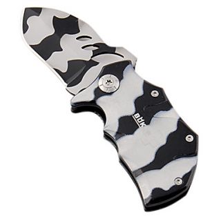 Black White Camouflage Folding Small Knife