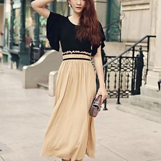 Womens Korean Style Spell Color Cape Sleeve Dress