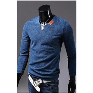 Mens Hollow Double Material Simple And Comfortable V Neck Long Sleeve T Shirt