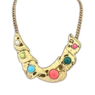 European and America Fashion Plated Alloy Resin Chain Statement Necklace (More Color) (1 pc)
