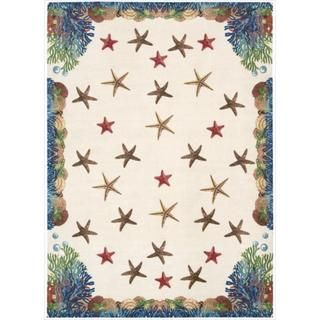 Shoreline Coral And Starfish Ivory Polyester Rug (8 X 10)