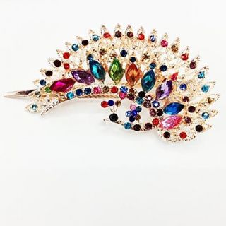 Fashion Diamond Colorful Feather Peacock Shining for Women Hair Accessories Jewelry