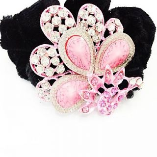 Fashion Bling Shinning Diamond Pink Flower Peacock for Women Hairpin Headband Jewelry Accessories